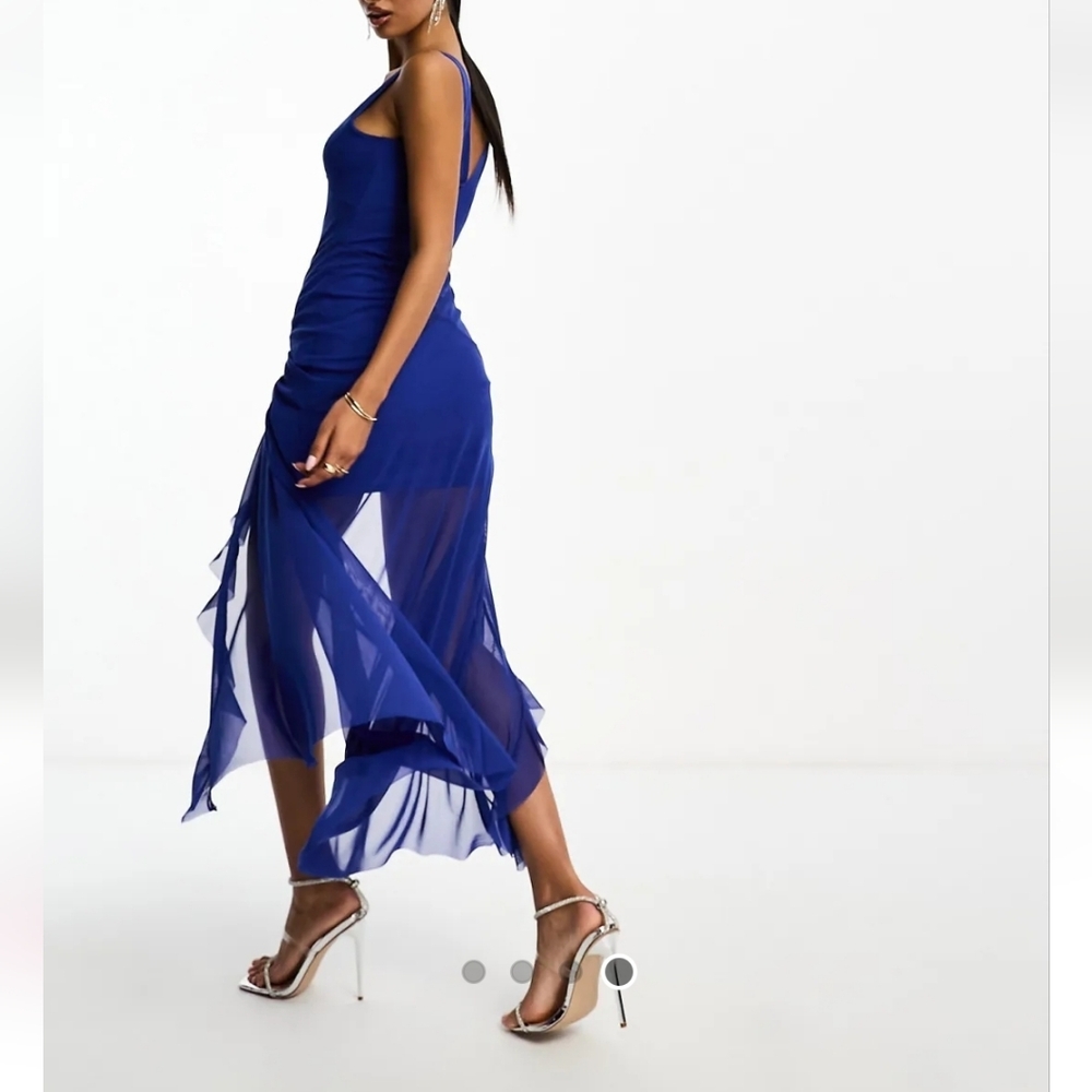 ASOS Vneck Maxi Dress With Ruffle Split Hem - Picture 2 of 4